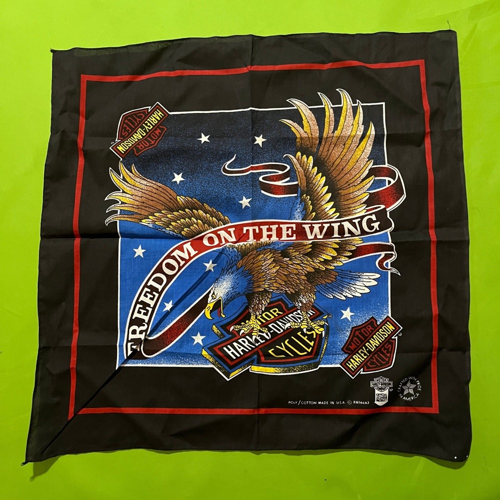 Harley Davidson Freedom On The Wing Bandana Black Eagle Biker Scarf Made in USA